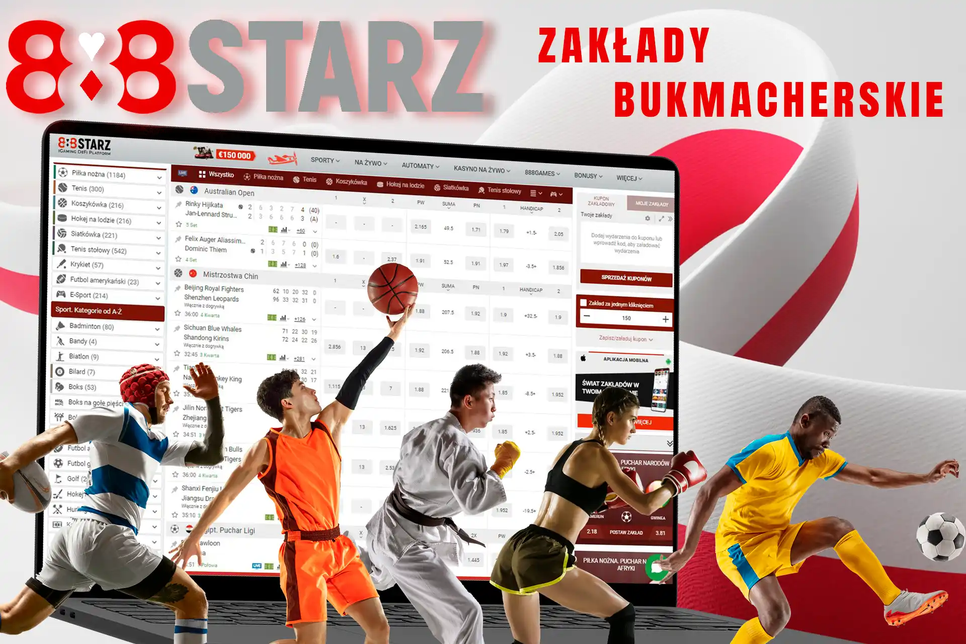 Duży wybór dyscyplin sportowych w zakładach bukmacherskich w 888Starz Poland