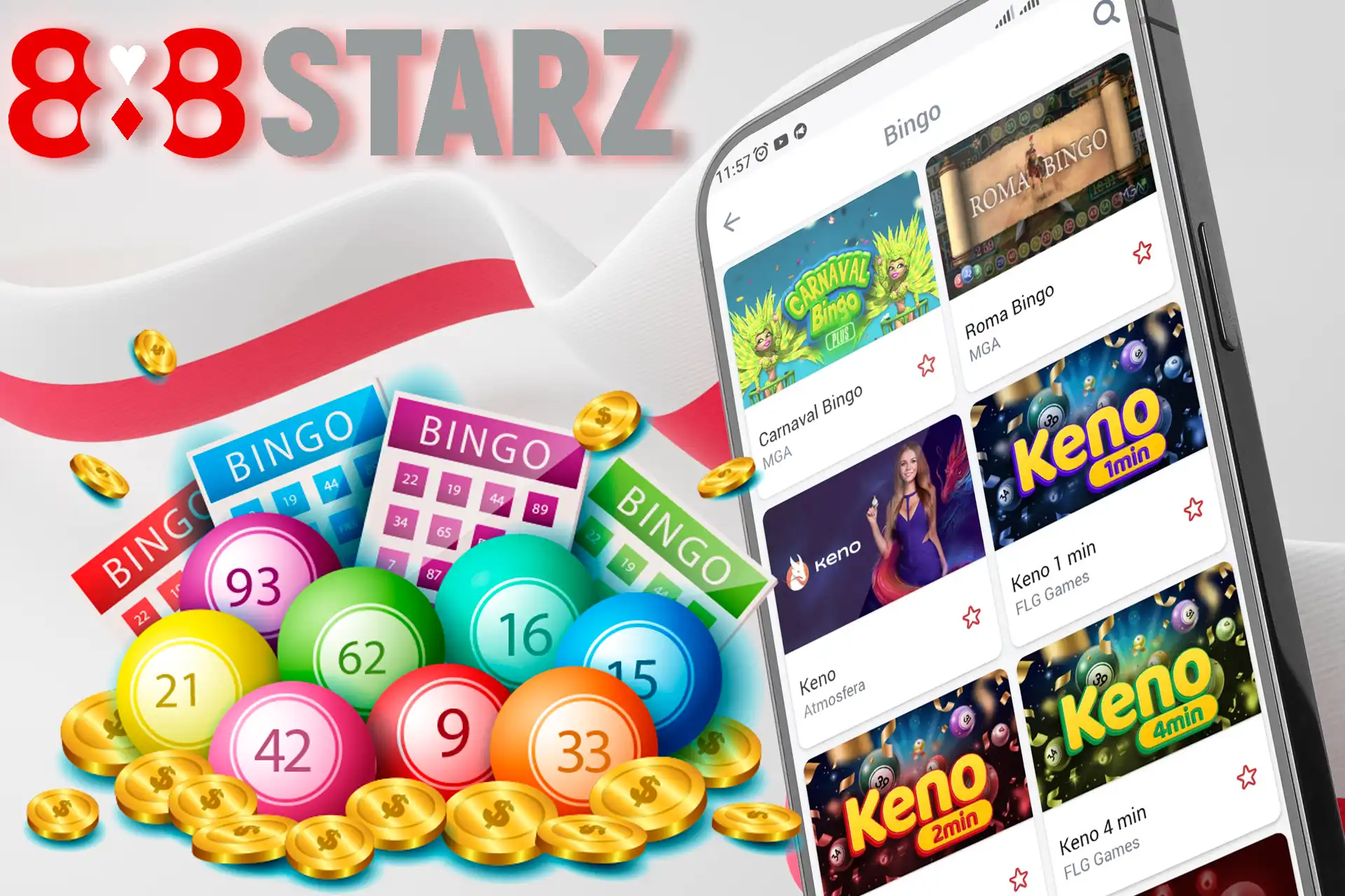 Duży wybór gier Bingo w kasynie 888Starz