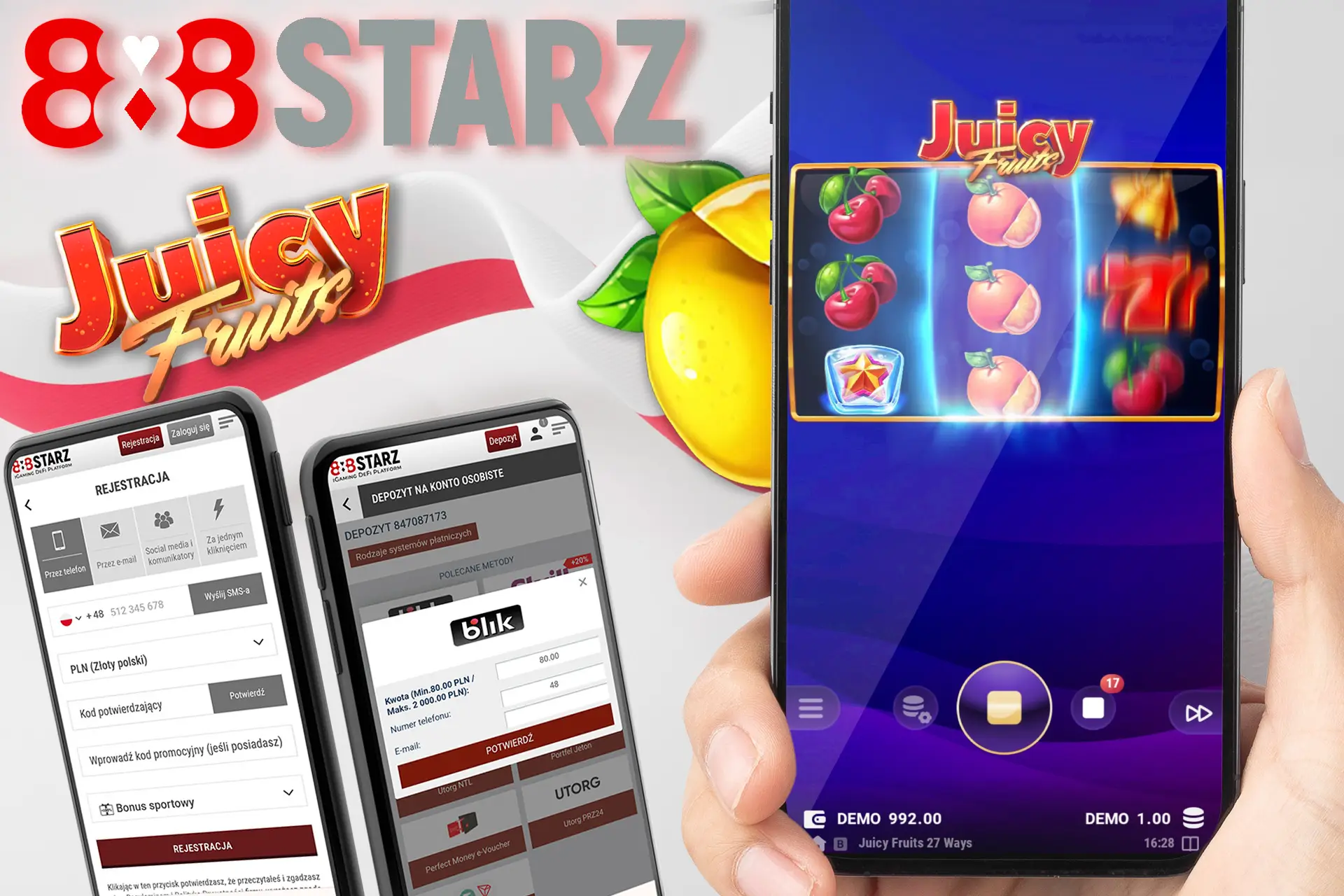 Zarejestruj się, złóż swój pierwszy depozyt i zacznij grać w Juicy Fruits Sunshine Rich na 888starz